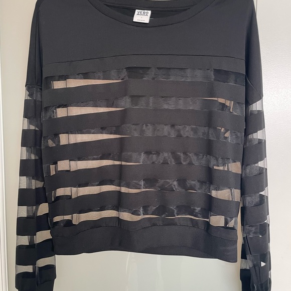 Sheer black stripe long sleeve top - VERO MODA - Picture 5 of 7